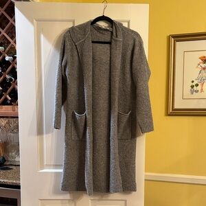 Lou and Grey hooded bouclé Open Front Long Cardigan Sweater